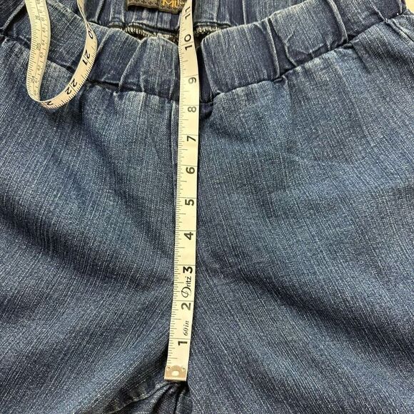 MU Denim Women's XL Elastic Waist Pull On Capri Jeans Blue Casual Comfy‎ Cropped - Picture 8 of 9